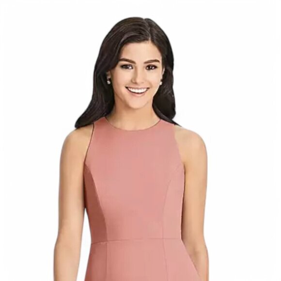 New York Dressy Group Diamond Cutout Back Trumpet Gown, Front Slit, Rose - Picture 2 of 16